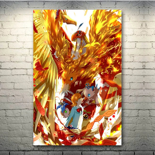 Classic Japanese Anime Digimon Adventure Canvas Painting Poster Print YagamiTaichi Agumon Pictures for Living Room Decor