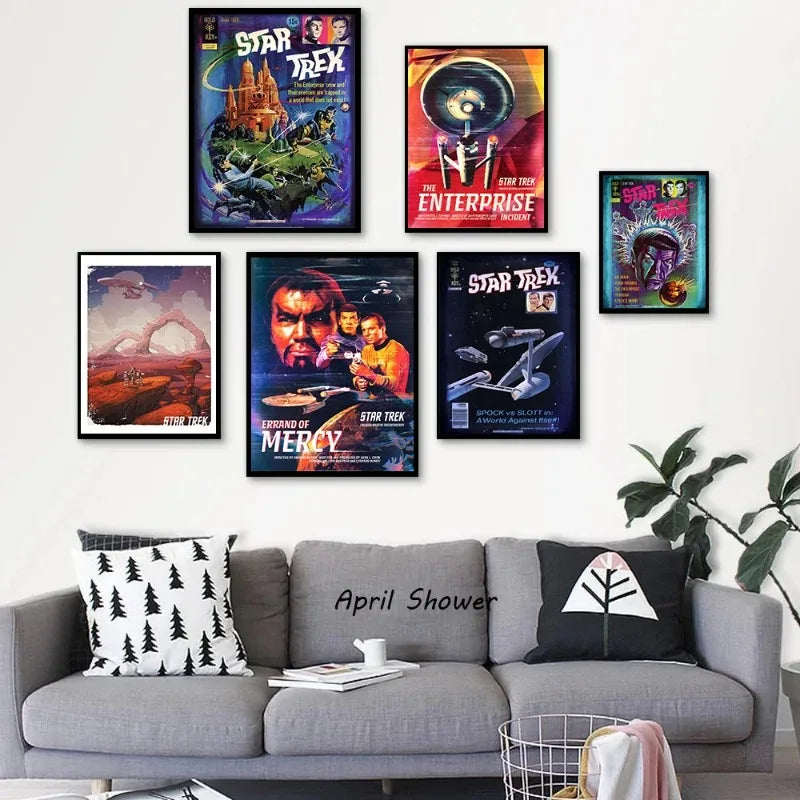 Classic Sci-Fic Movie Fancy Designs Star Trek Retro Poster Canvas Painting and Print Wall Art Picture for Living Room Home Decor