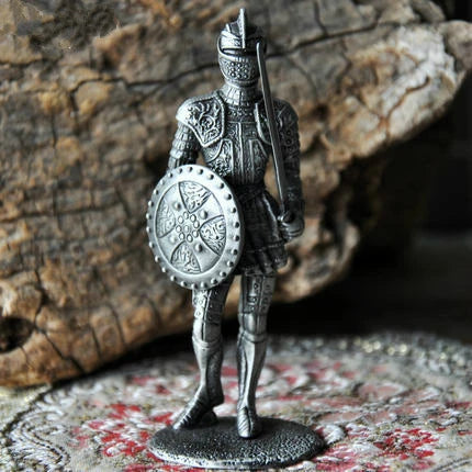 Classical Nordic Medieval Temple Knight Figurine Zinc Alloy Corps Miniature Home Decor Retro Desk Accessories Novel Men Gifts