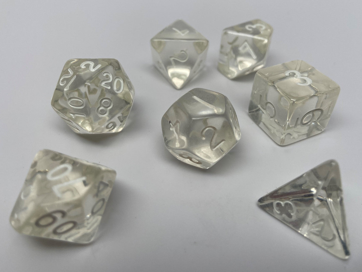 Clear Translucent Dice - 7 Piece Set