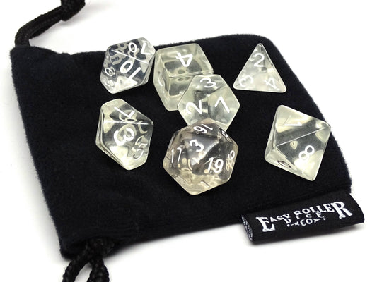 Clear Translucent Dice - 7 Piece Set