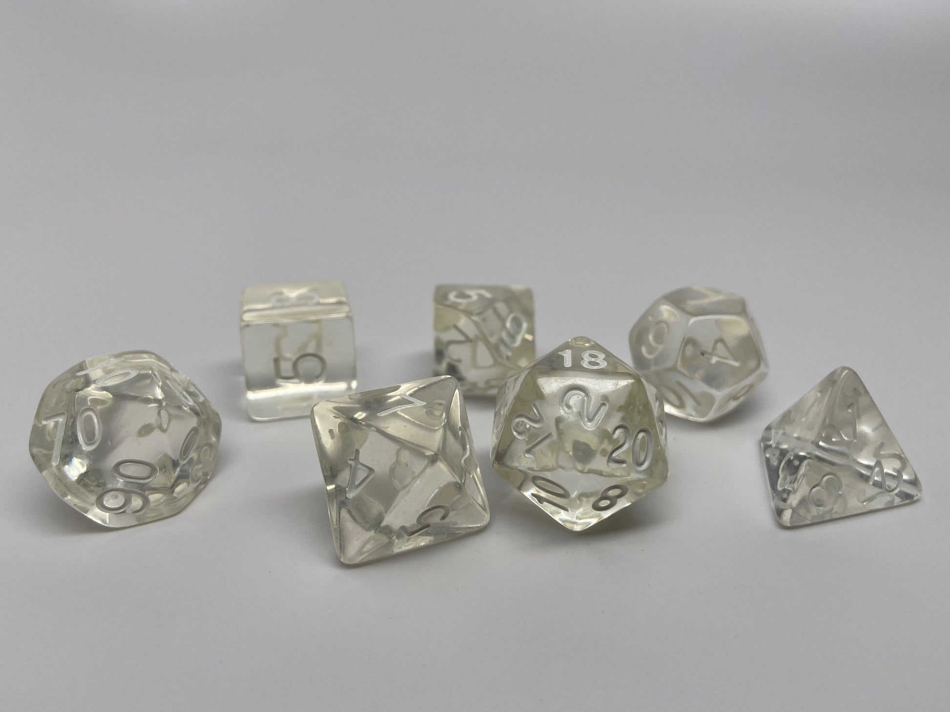 Clear Translucent Dice - 7 Piece Set