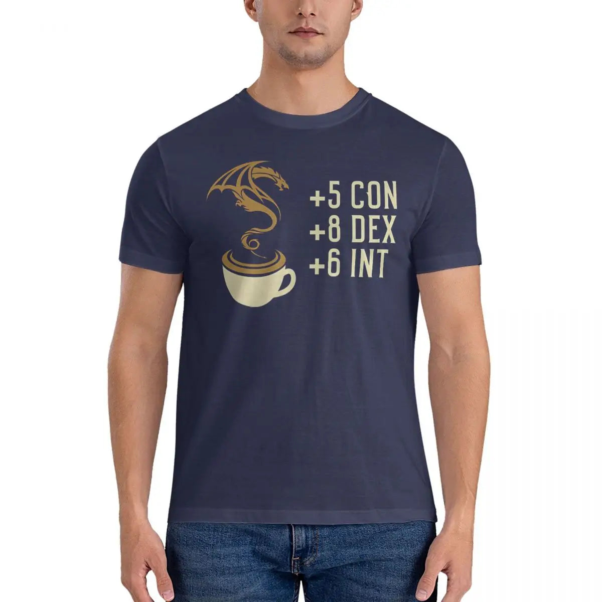 Coffee Stats For Roleplaying And Larping Tabletop RPG T-Shirt Men D-Dungeons And Dragons DND Fashion 100% Cotton Tee Shirt Round