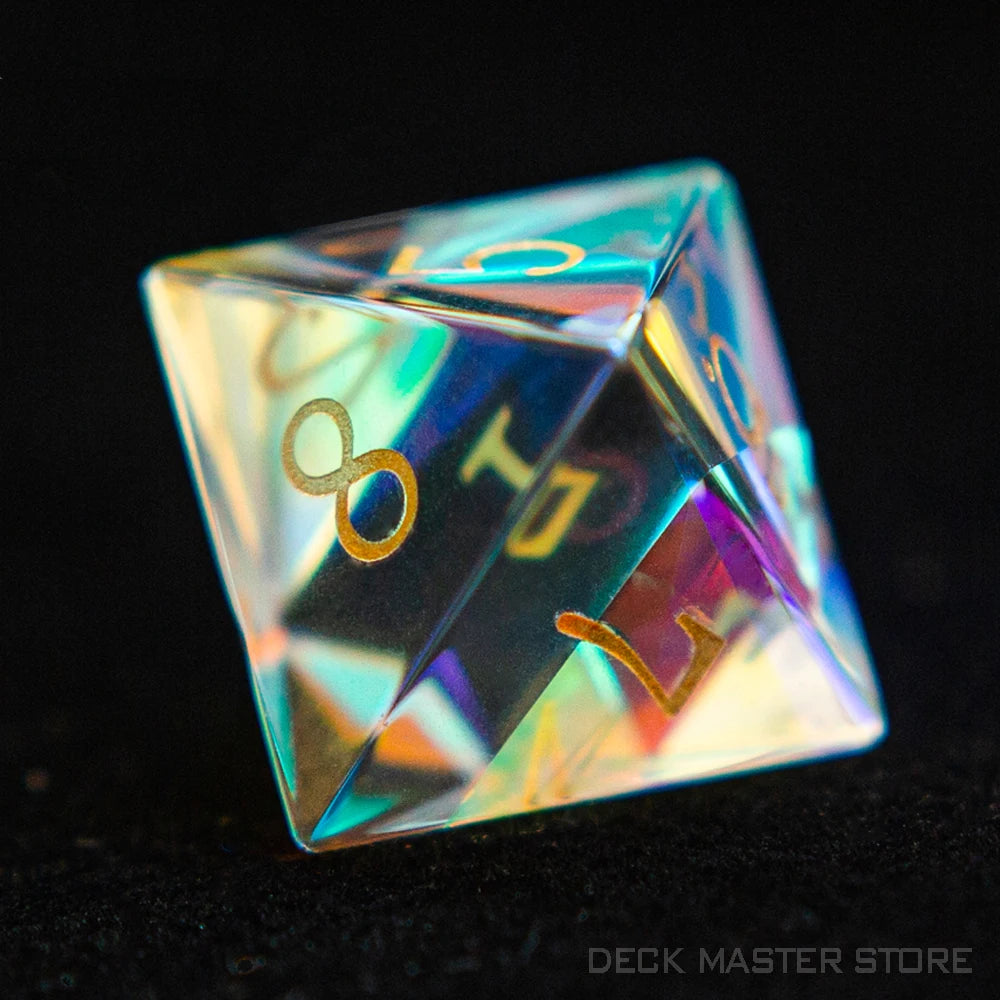 Colorful Glass Dice Polyhedral Gemstone Various Shapes Digital D20 DnD Dice for D&D TRPG Magic Tabletop Games Board Games Dice