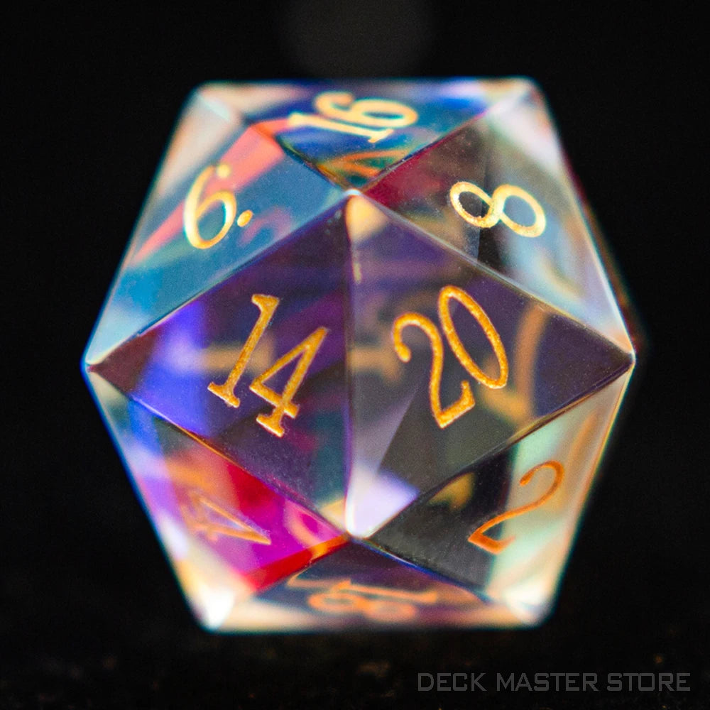 Colorful Glass Dice Polyhedral Gemstone Various Shapes Digital D20 DnD Dice for D&D TRPG Magic Tabletop Games Board Games Dice