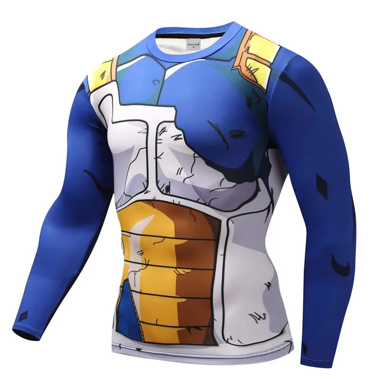 Comic Cosplay Vegeta 3D printed long-sleeved T-shirt, men's spring and autumn casual fashion sports lightweight breathable top