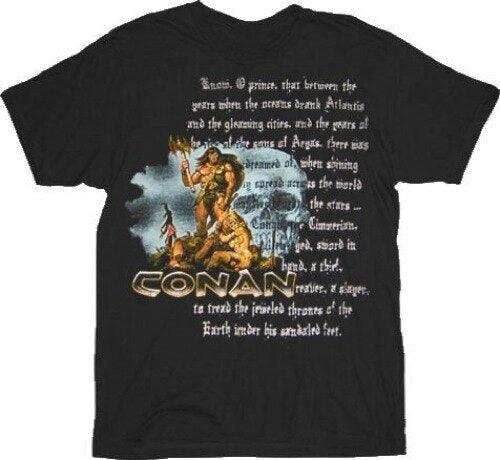 Conan the Barbarian Silver Text Skull T-Shirt - S