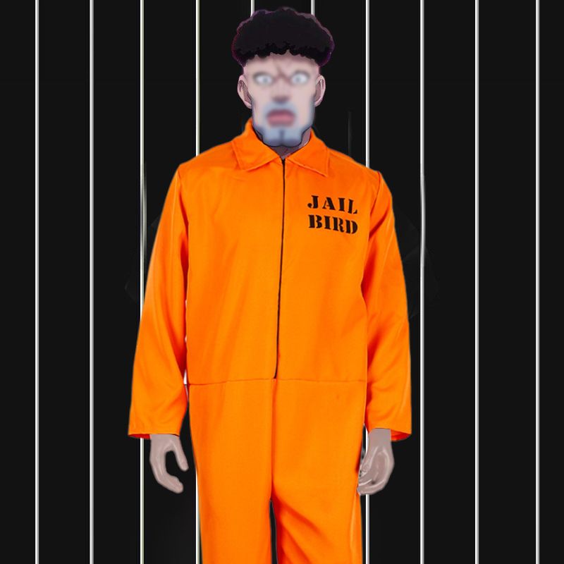 Conniving Convict Men's Halloween Costume - Orange Prisoner Jumpsuit