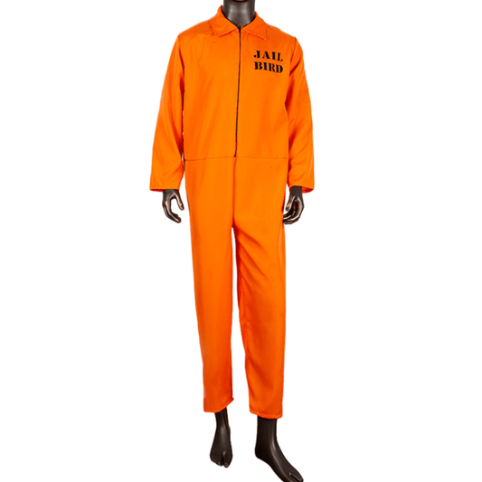 Conniving Convict Men's Halloween Costume - Orange Prisoner Jumpsuit