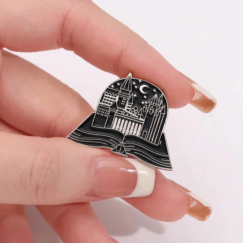 Cool Magic Castle in Book Enamel Pins Collection Brooch Clothing Backpack Lapel Badges Fashion Jewelry Accessories Gifts