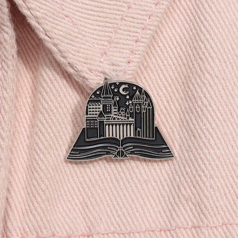 Cool Magic Castle in Book Enamel Pins Collection Brooch Clothing Backpack Lapel Badges Fashion Jewelry Accessories Gifts