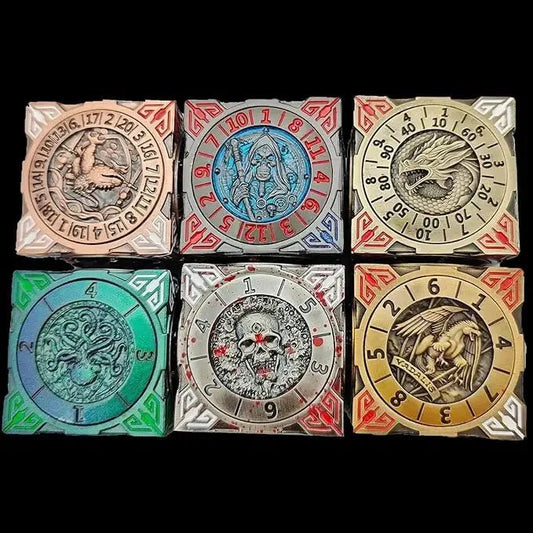 Cool Table Game Dice Spinner: 7-in-1 Metal Solid Cube Six-Sided Circular Spinning Roulette Dice