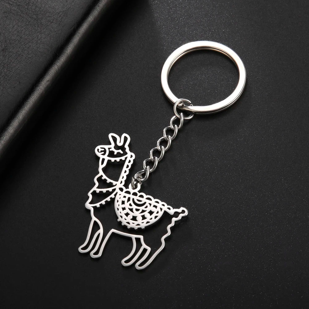 COOLTIME Wolf Keychain Fox Tiger Bear Animal Pendant Unicorn Rabbit Stainless Steel Keyring Men Women Car Key Chain Jewelry Gift