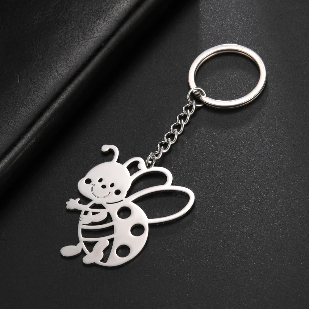 COOLTIME Wolf Keychain Fox Tiger Bear Animal Pendant Unicorn Rabbit Stainless Steel Keyring Men Women Car Key Chain Jewelry Gift