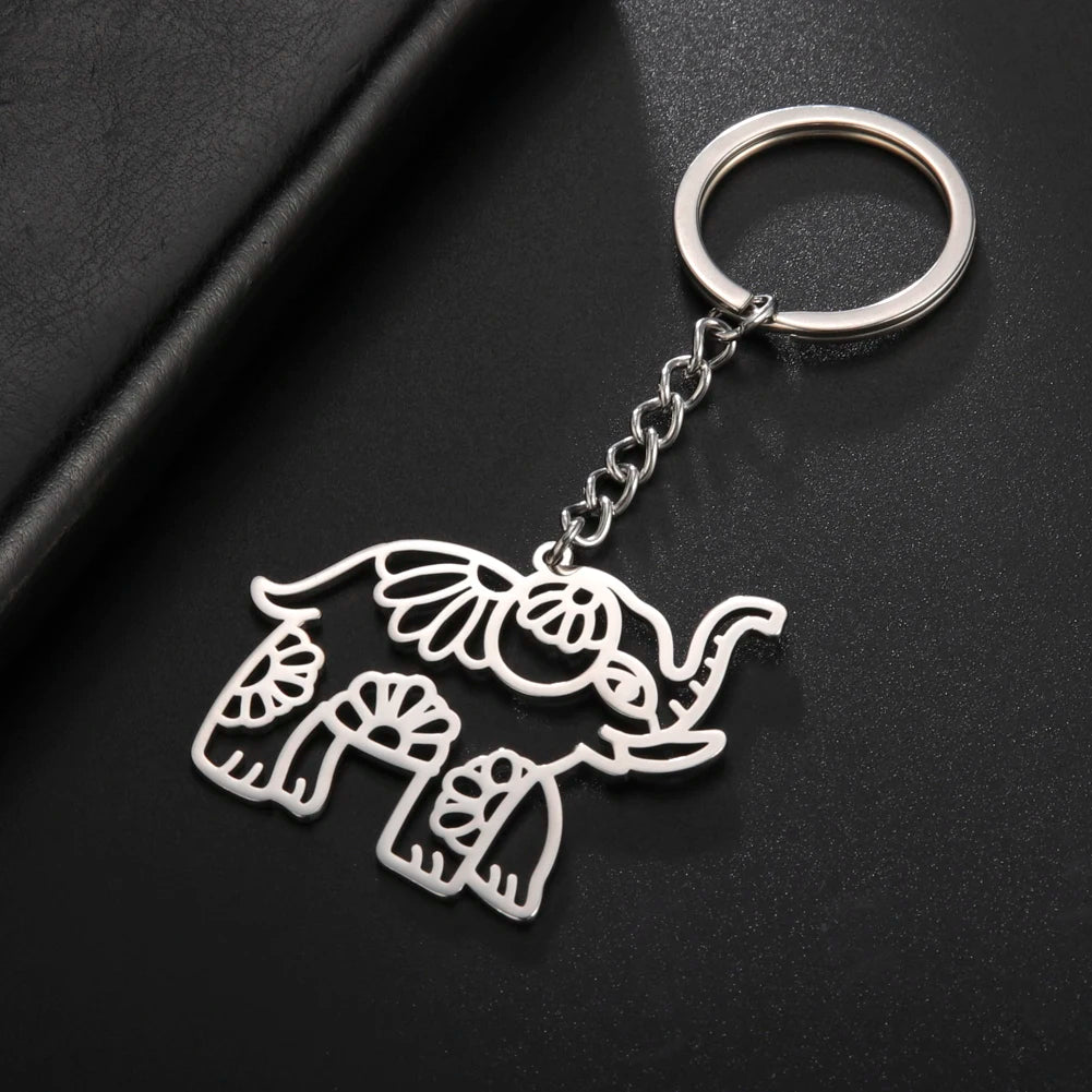 COOLTIME Wolf Keychain Fox Tiger Bear Animal Pendant Unicorn Rabbit Stainless Steel Keyring Men Women Car Key Chain Jewelry Gift