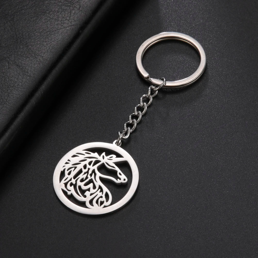 COOLTIME Wolf Keychain Fox Tiger Bear Animal Pendant Unicorn Rabbit Stainless Steel Keyring Men Women Car Key Chain Jewelry Gift