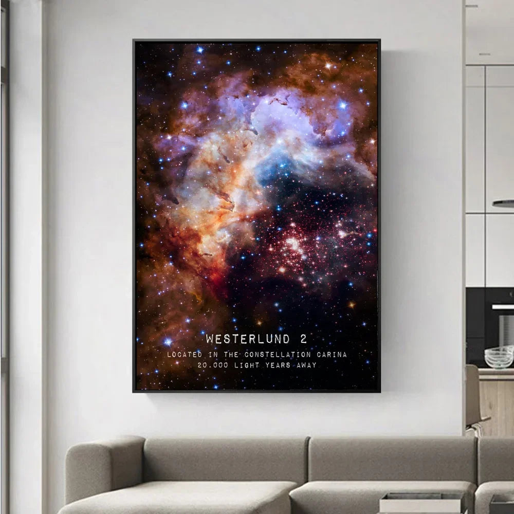 Cosmic Galaxy Coordinates Canvas Art Posters and Prints Space View Modern Art Painting on the Wall Art Picture Room Decor Cuadro