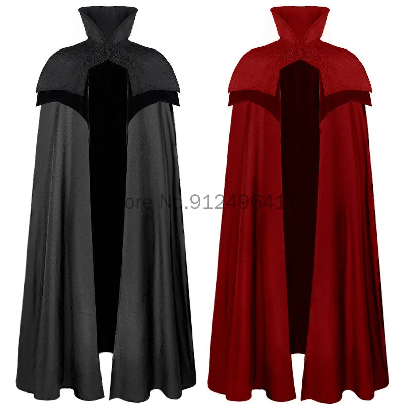 Cosplay Hallween Unisex Medieval Steampunk Winter Cape Maxi Larp  Pirate Cloak Halloween Fur Hooded Long Gothic Jacket