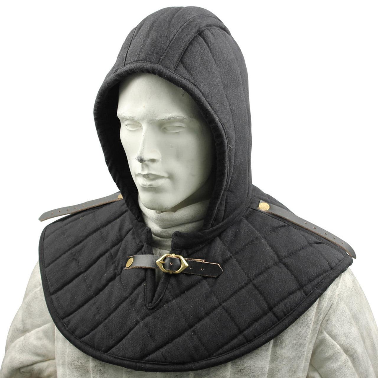 Cotton Padded Collar Armor And Cap Black