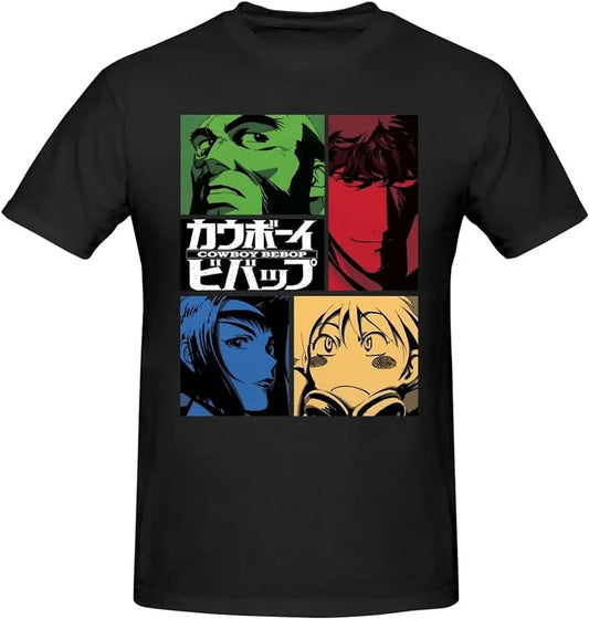 Cowboy Anime Bebop Shirt Men's Personalised Crew Neck Short Sleeve T Shirt Fashion Graphic Tees Deep Heather