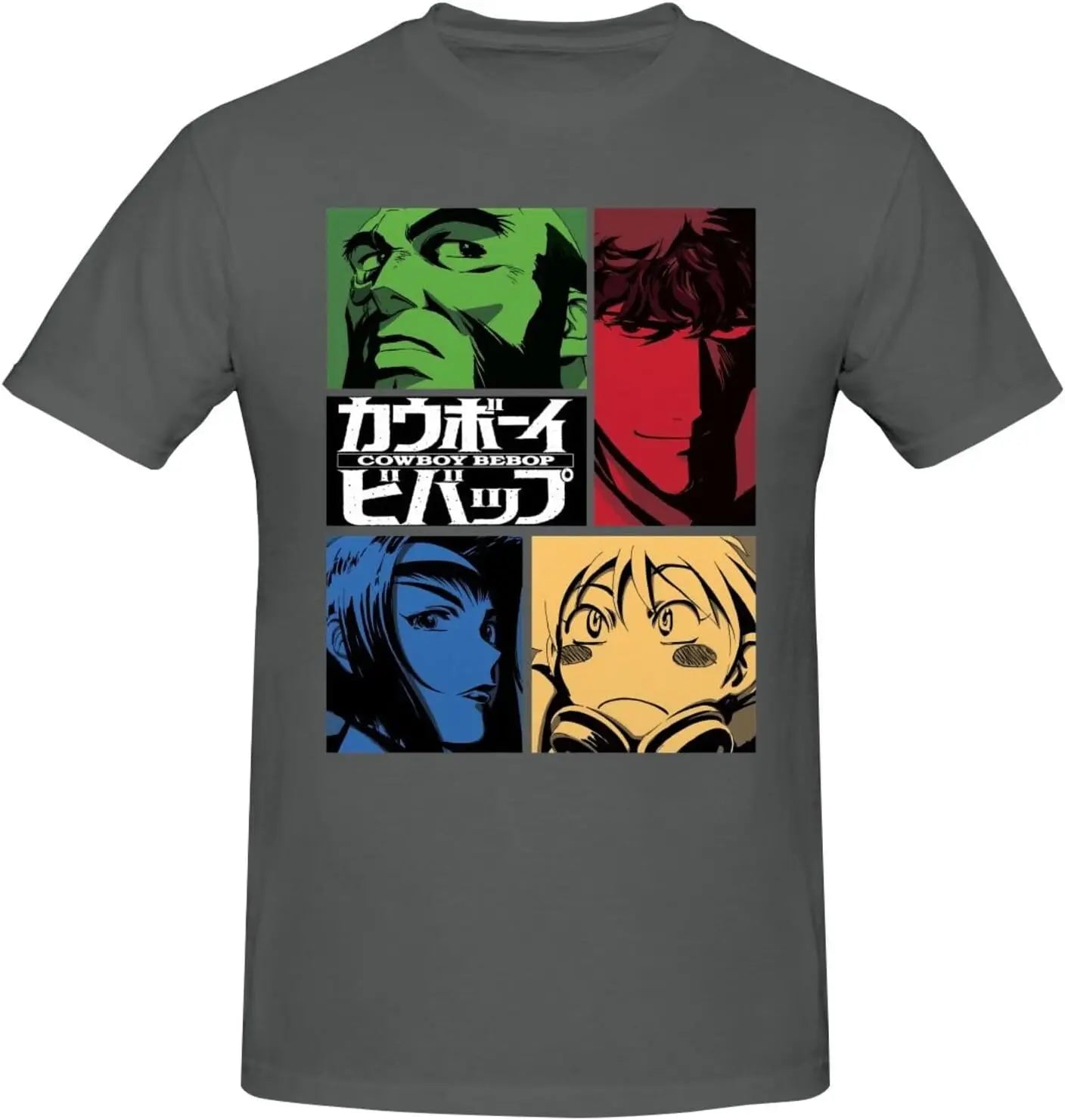 Cowboy Anime Bebop Shirt Men's Personalised Crew Neck Short Sleeve T Shirt Fashion Graphic Tees Deep Heather