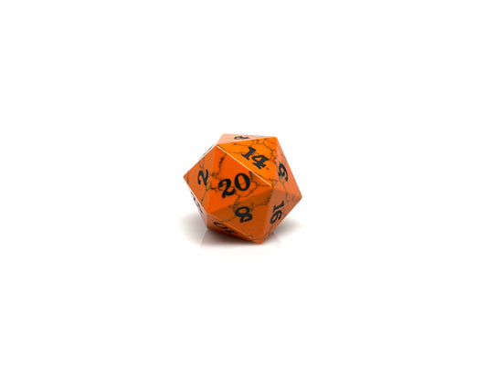 Cracked Stone D20 Dice - Orange