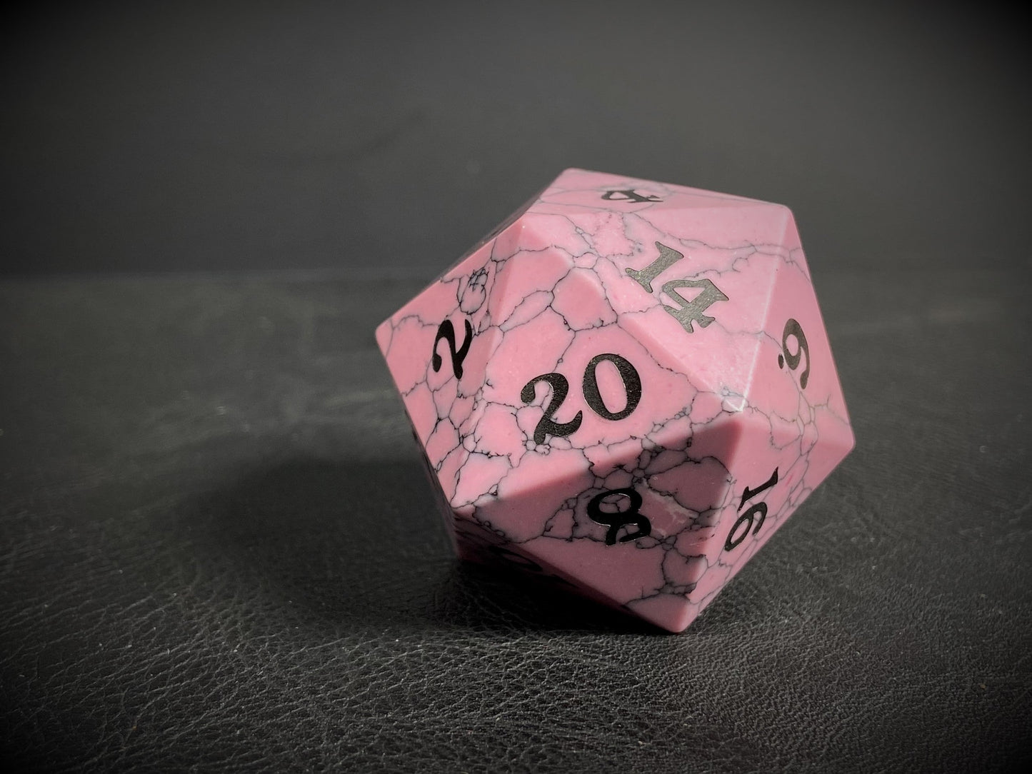 Cracked Stone D20 Dice - Pale Pink