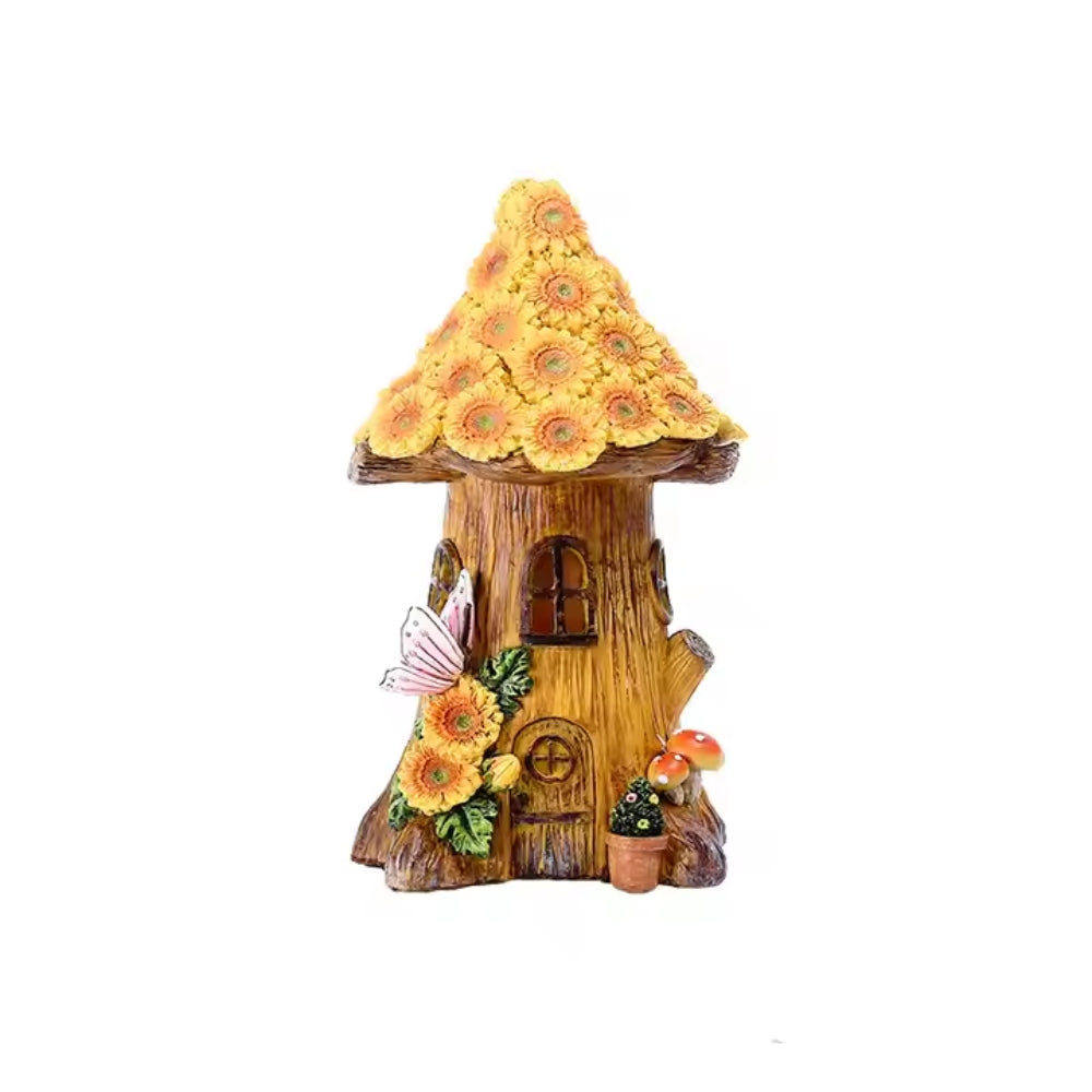 Craft Miniature Flower House Solar LED Lights Garden Fairy