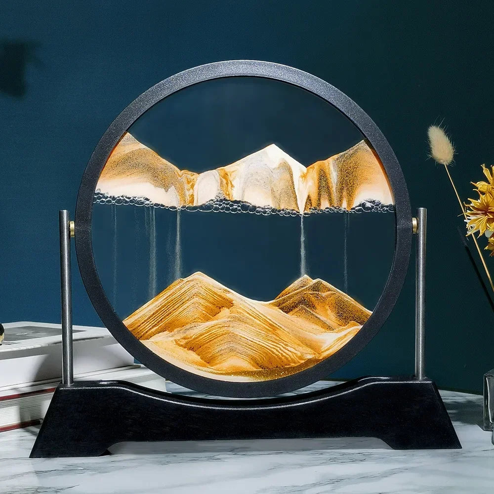 Creative Moving Sand Art Rotatable Flowing Sand Painting Round Glass 3D Sandscape Quicksand Hourglass Office Home Decor Gifts