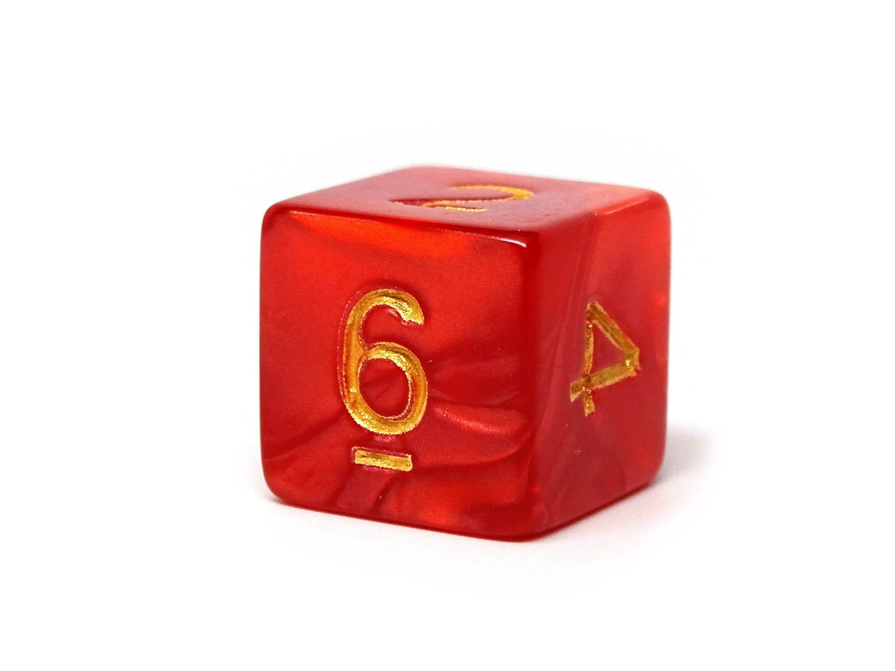 Crimson Marble Dice Collection - 7 Piece Set - 