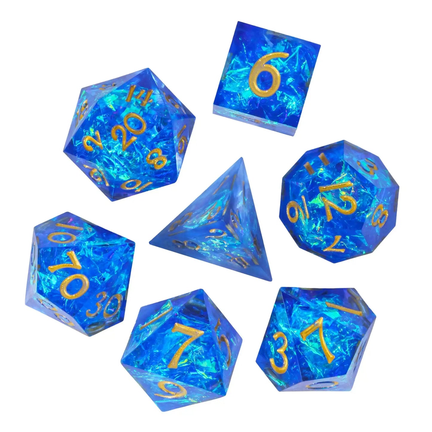 CRITALLIC 7Pcs Mini Sharp Edges Dice Set Portable Small Size Dice for Dungeons and Dragons Role Playing Game Funny Board Games