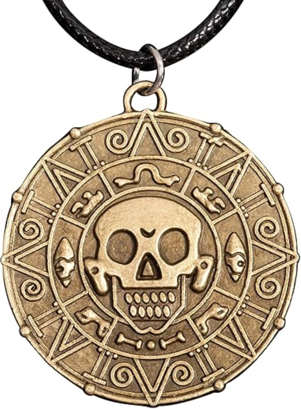 Cursed Pirates Aztec Coin Medallion Necklace Halloween Cosplay Costume Accessory