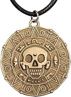 Cursed Pirates Aztec Coin Medallion Necklace Halloween Cosplay Costume Accessory