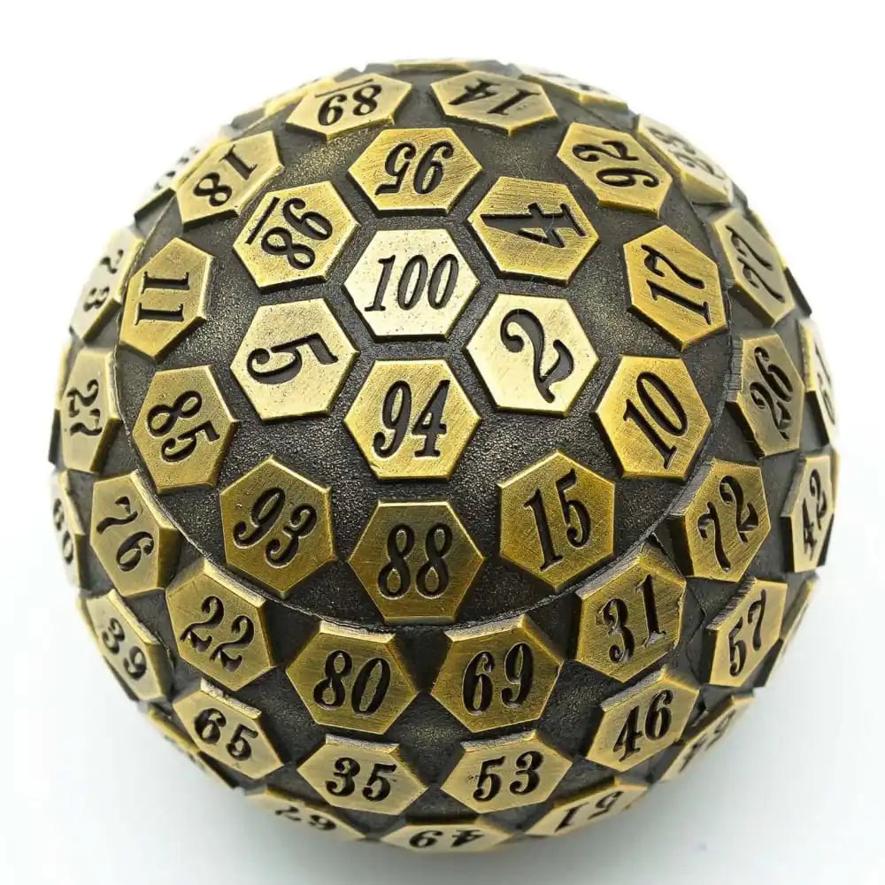 Cusdie 100 Sided Dice 1Pc Giant Ancient Metal Dice D100 Polyhedral Dice for D&D Role Playing Game Pathfinder Dice Board Games