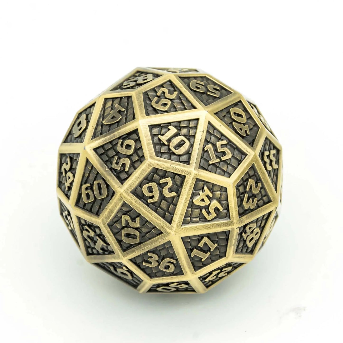 Cusdie 1Pc 42MM D60 Metal Dice 60 Sided Dice Giant Ancient D60 Polyhedral Dice for D&D Role Playing Game Pathfinder Board Games