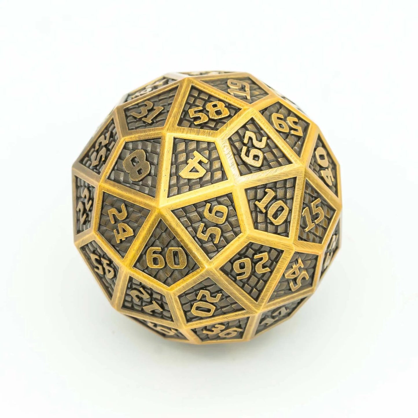 Cusdie 1Pc 42MM D60 Metal Dice 60 Sided Dice Giant Ancient D60 Polyhedral Dice for D&D Role Playing Game Pathfinder Board Games