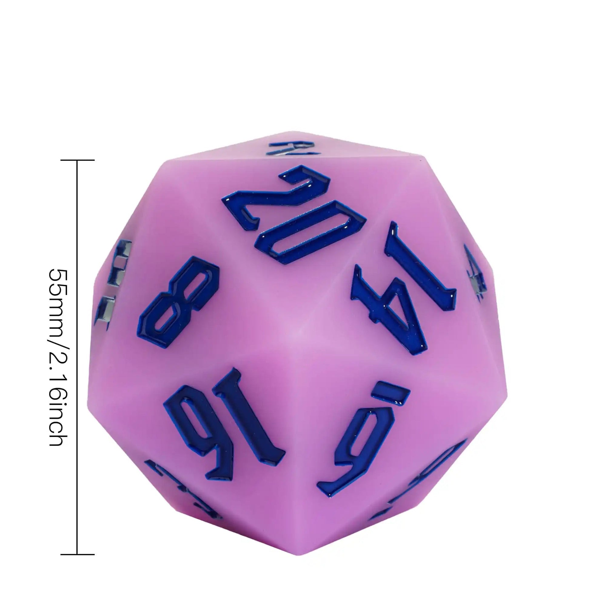 Cusdie 1Pc Silicone D20 55MM 20 Sided Dice Variable Color D20 Softness Elastic Polyhedral Dice for Role Playing Board Games