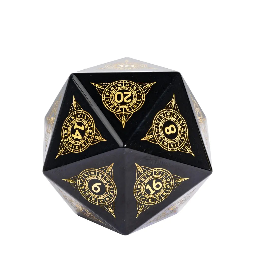 Cusdie 35MM D20 Stone Dice with New Pattern 20 Sided Dice Single D20 Gemstone Polyhedral Dice for Role Playing Game Party Gift