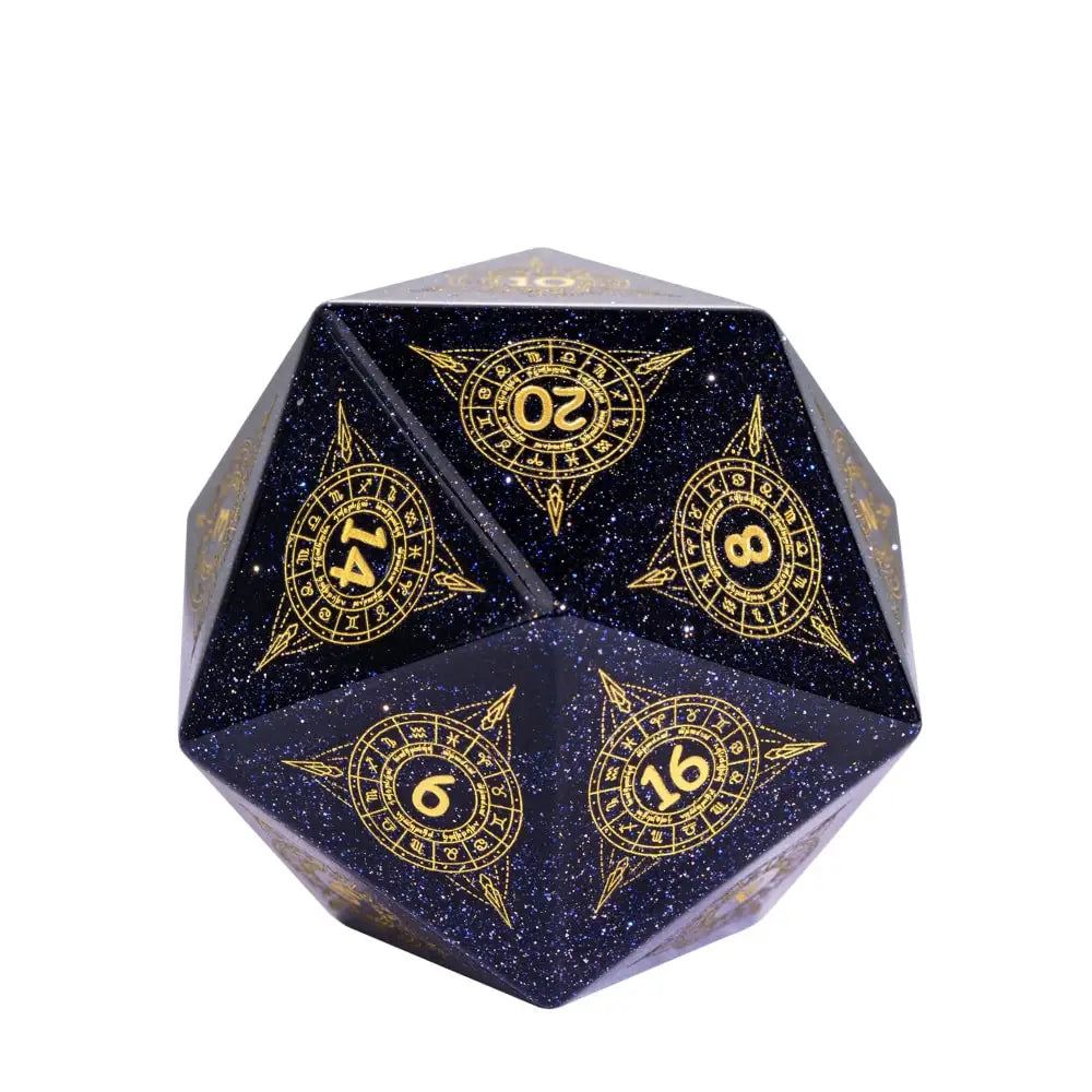 Cusdie 35MM D20 Stone Dice with New Pattern 20 Sided Dice Single D20 Gemstone Polyhedral Dice for Role Playing Game Party Gift