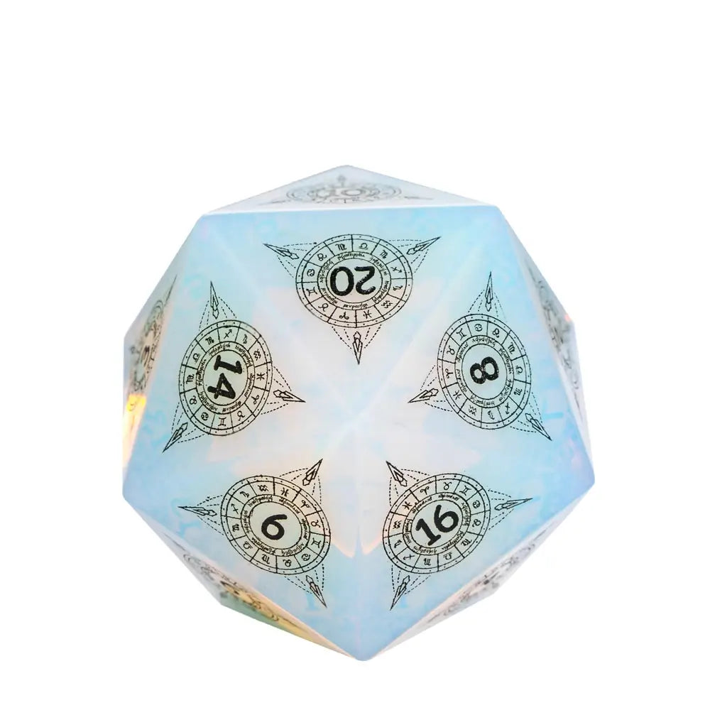 Cusdie 35MM D20 Stone Dice with New Pattern 20 Sided Dice Single D20 Gemstone Polyhedral Dice for Role Playing Game Party Gift