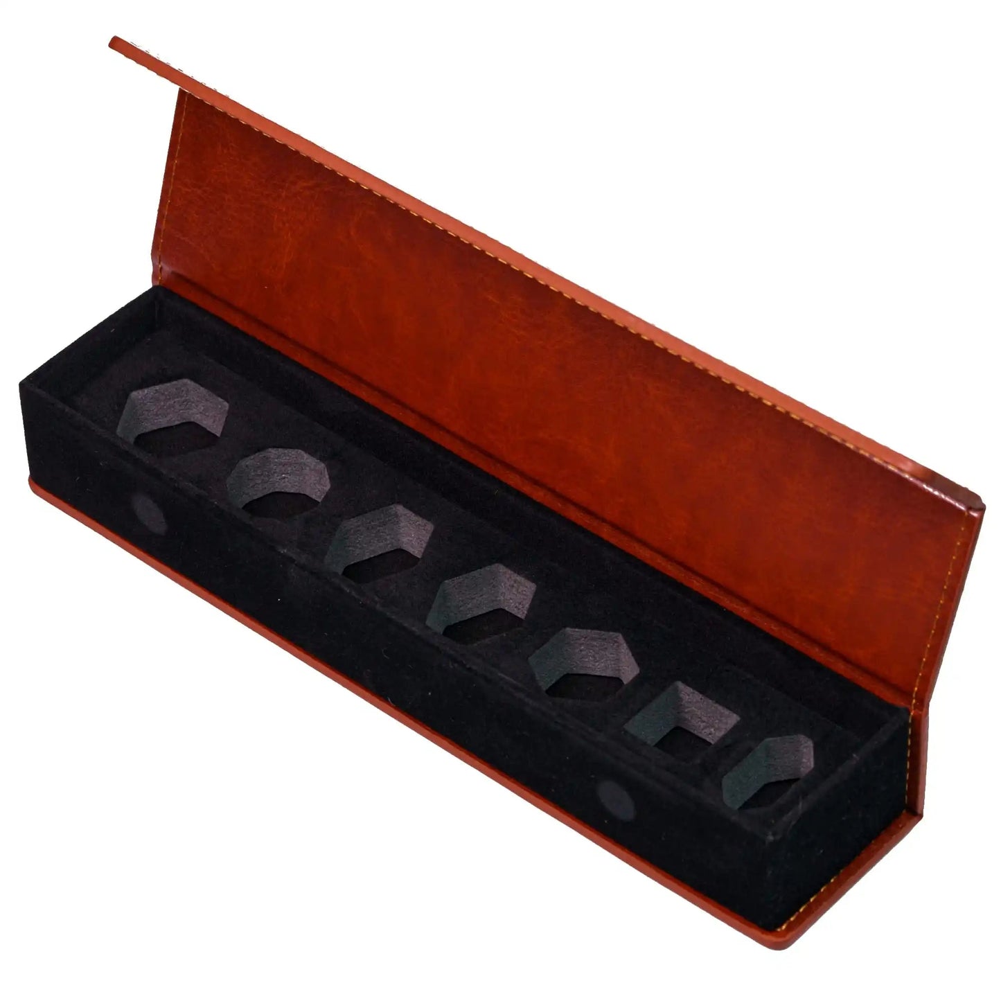 Cusdie Leather Box Dice Case for 7Pcs Dice Storage Box for 16mm D&D Dice Holder for Tabletop Games RPG--Hexagonal/Rectangle