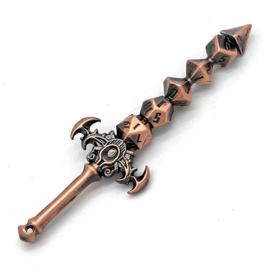 Cusdie Metal Dice Sword Keychain D4 D6 D8 D10 D12 D20 Creative Design Durable Metal Alloy for DND Role Playing Game