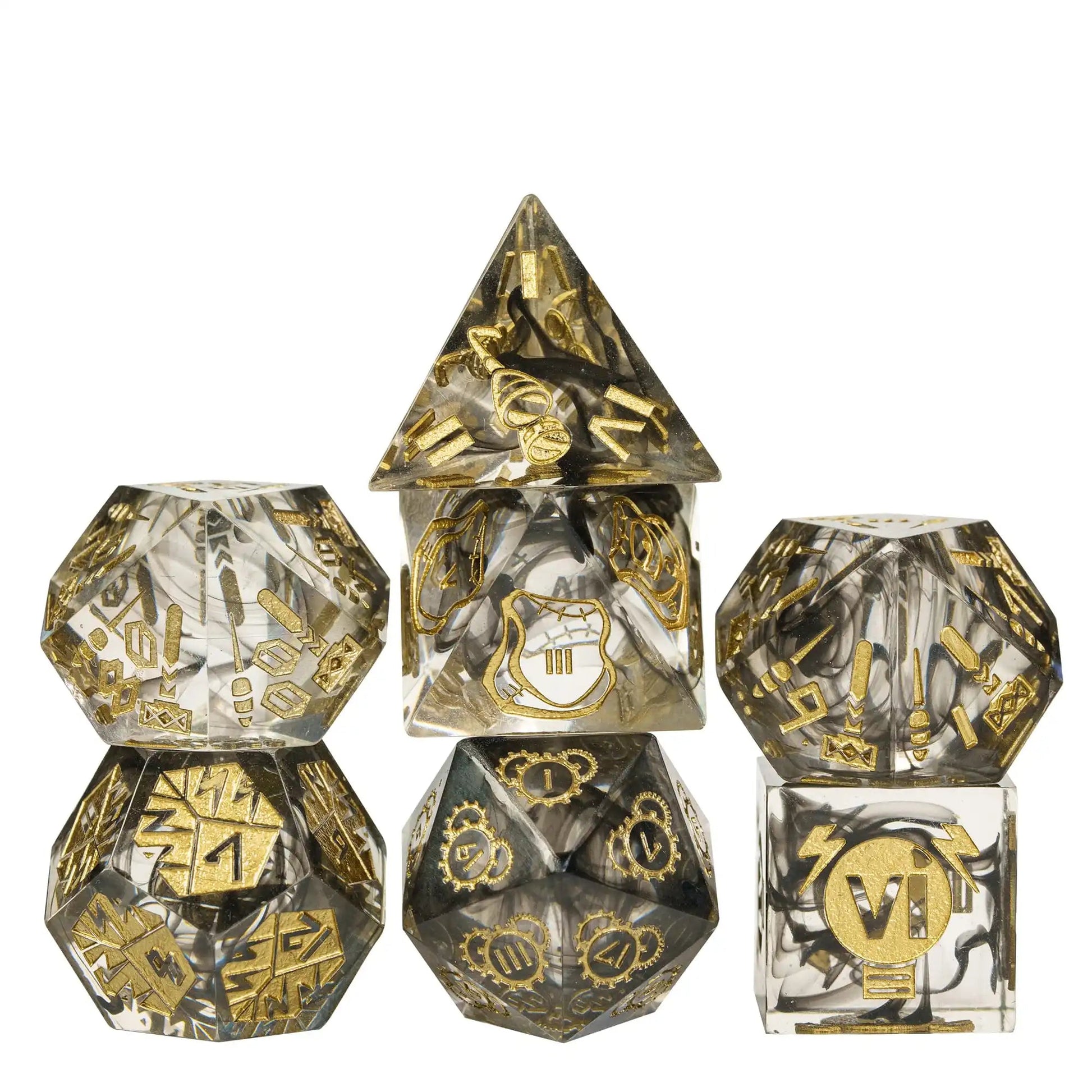 Cusdie New Roman Font Dice DND 7Pcs Special Sharp Edges D&D Dice D4-D20 Polyhedral Dice Set for Pathfinder Role Playing Game