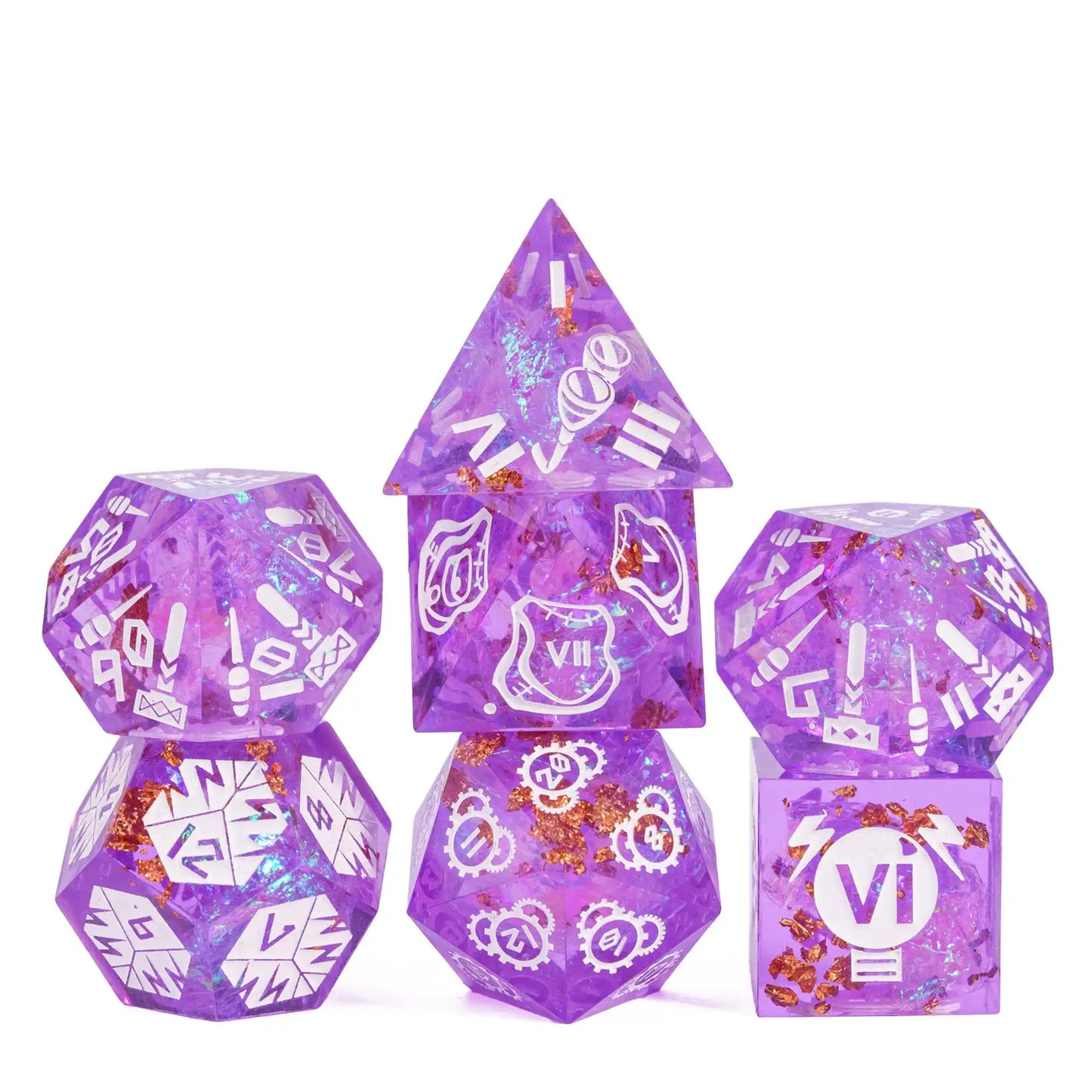 Cusdie New Roman Font Dice DND 7Pcs Special Sharp Edges D&D Dice D4-D20 Polyhedral Dice Set for Pathfinder Role Playing Game