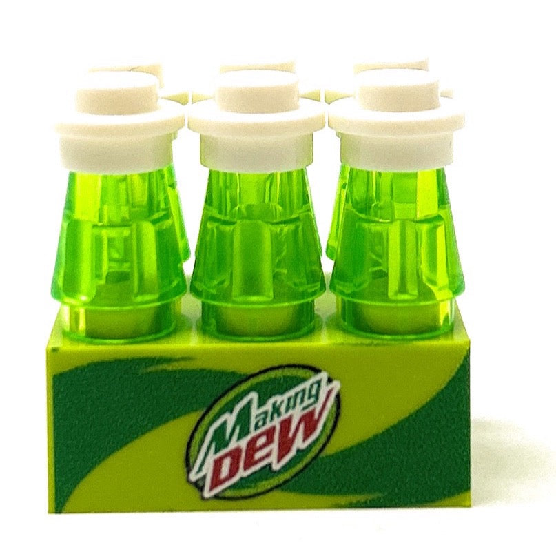 Custom 6-Pack of Making Dew Soda made using LEGO parts - B3 Customs