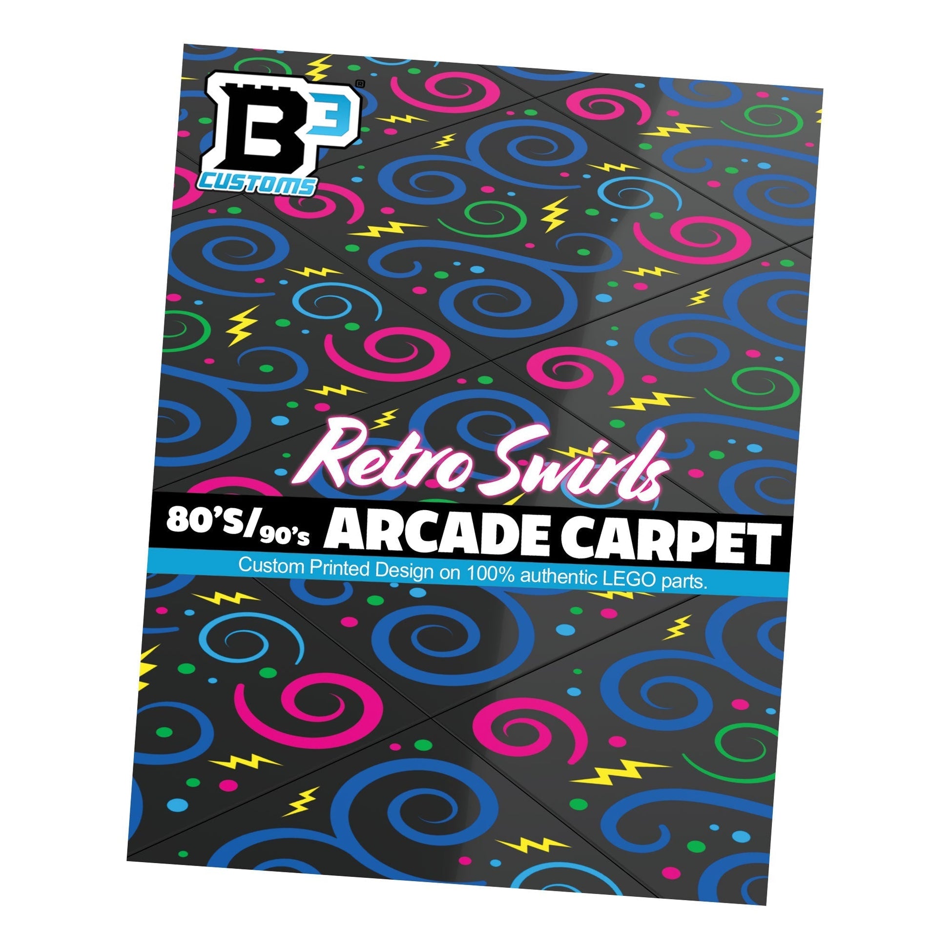 Custom 80's and 90's Arcade Carpet 6x6 Tiles (Swirls) Pack of 10 made with LEGO parts