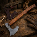 Custom Handmade Damascus Steel Axe Hatchet with Rosewood Handle & Sheath