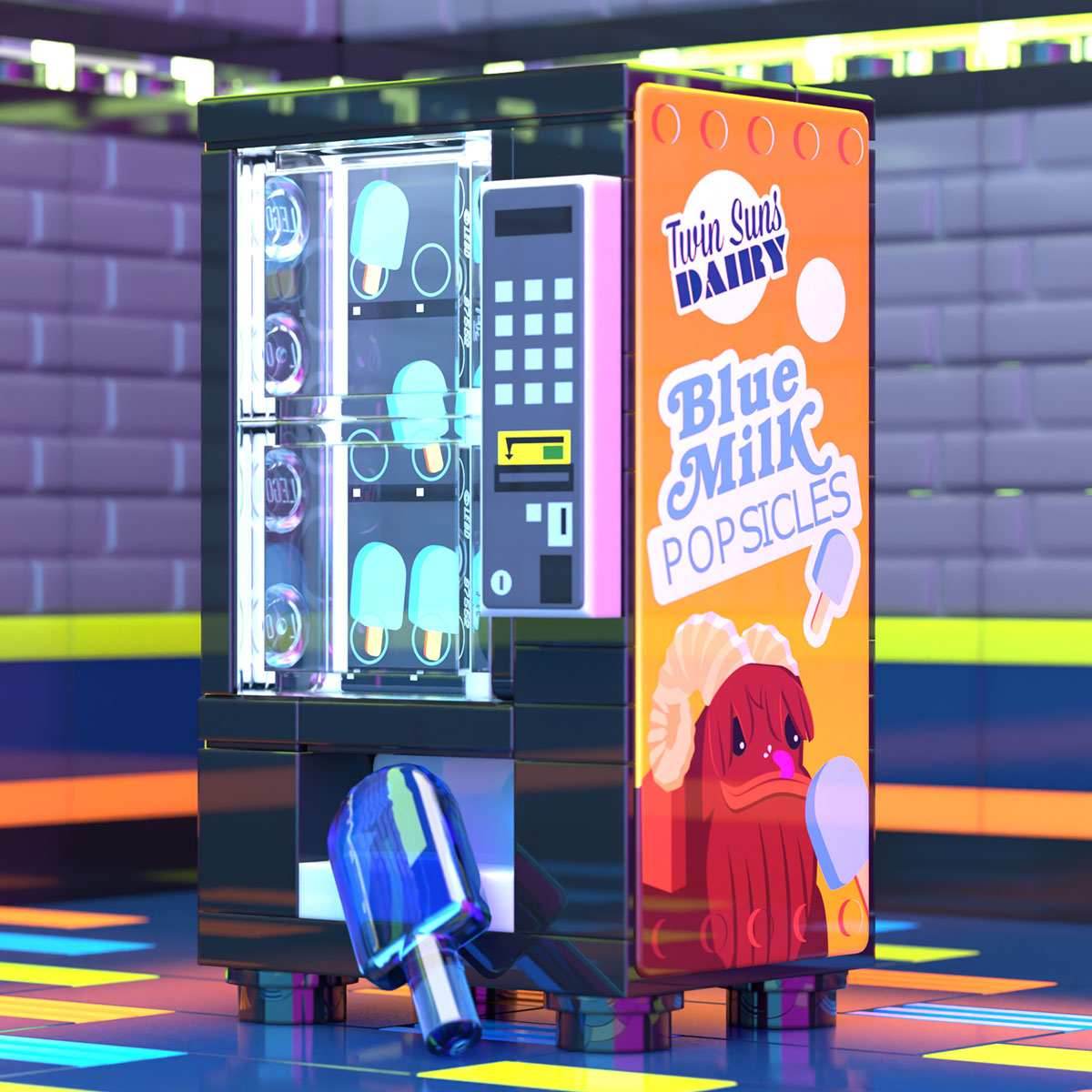 Blue Milk Popsicles Vending Machine Building Set made using LEGO parts - B3 Customs - 