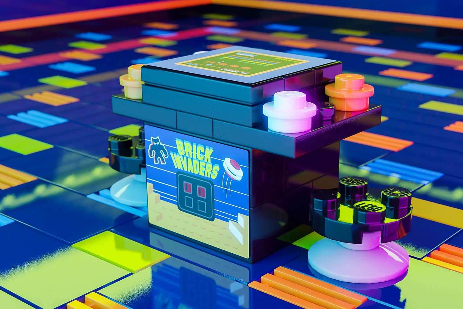 Brick Invaders 2-Player Classic Arcade made using LEGO parts - B3 Customs - 