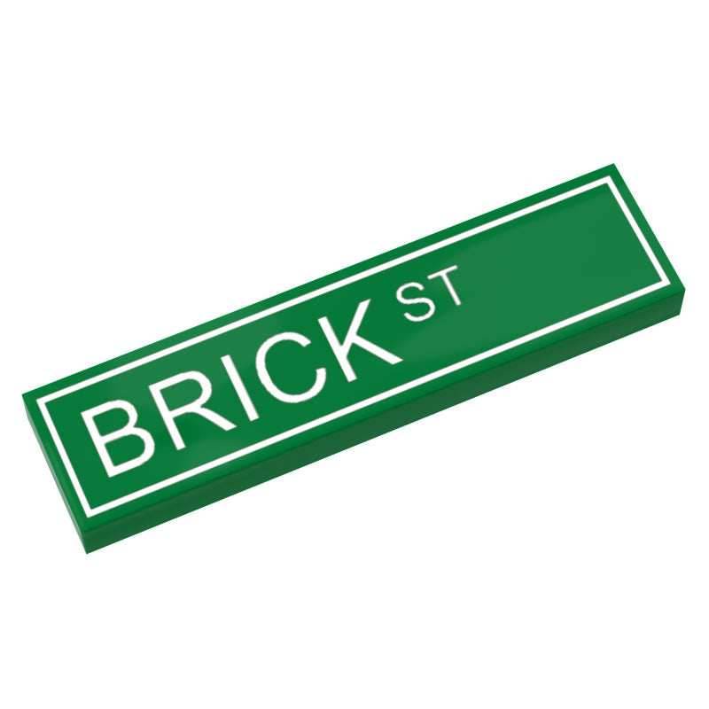 Brick St. Street Sign made with LEGO part (1x4 Tile) - B3 Customs - 